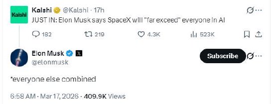 厦门马斯克称SpaceX在人工智能领域将超过所有其他公司总和